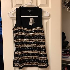 White House black market black and gold sequin top